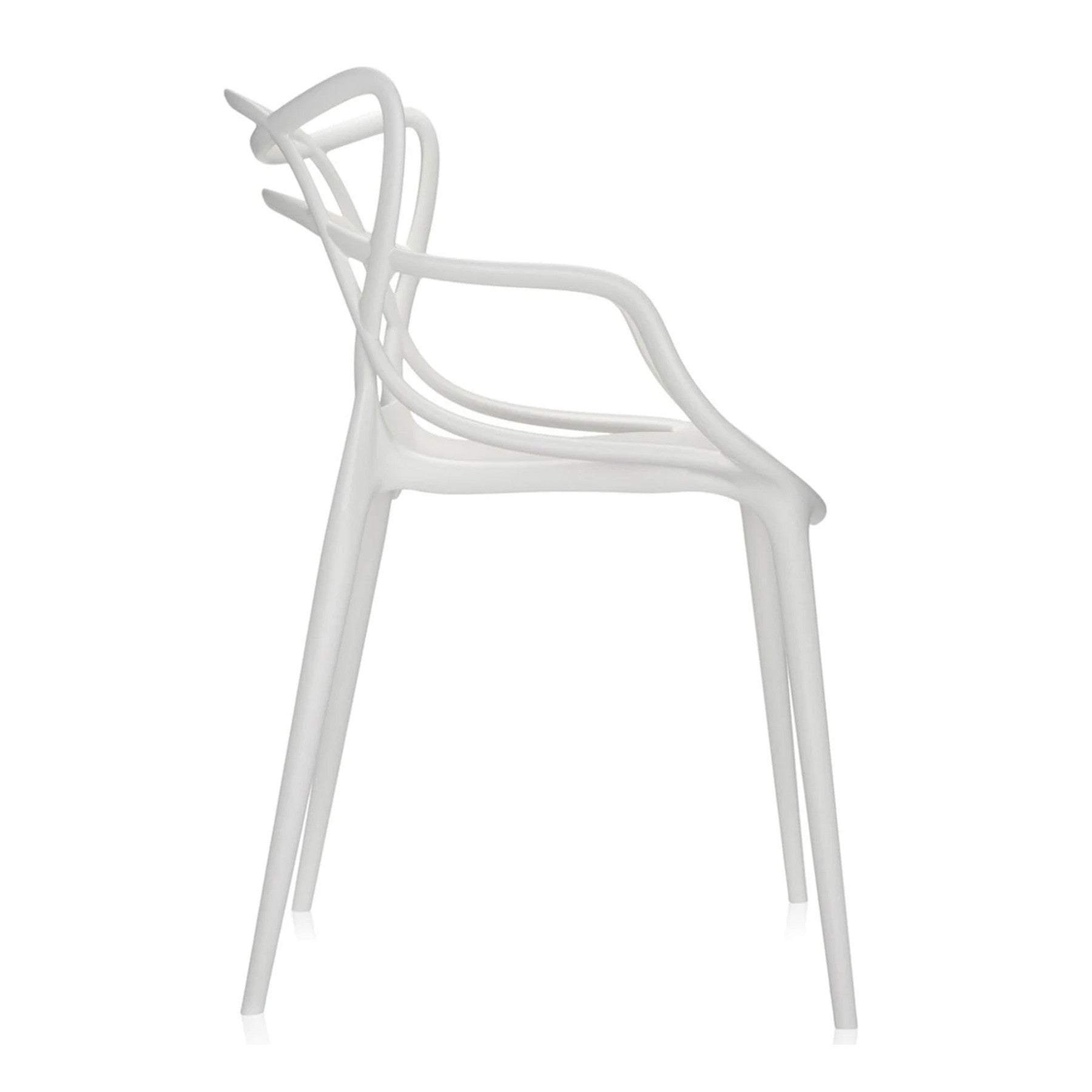 White Heavy Duty Plastic Open Back Dining Arm Chair