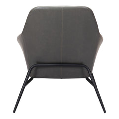 29" Gray And Black Faux Leather Arm Chair