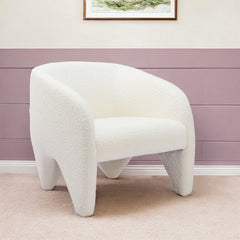 30" White Sherpa Arm Chair