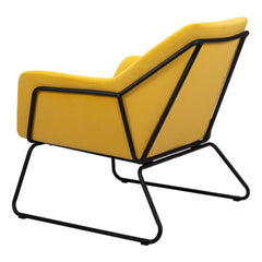 29" Yellow And Black Velvet Arm Chair