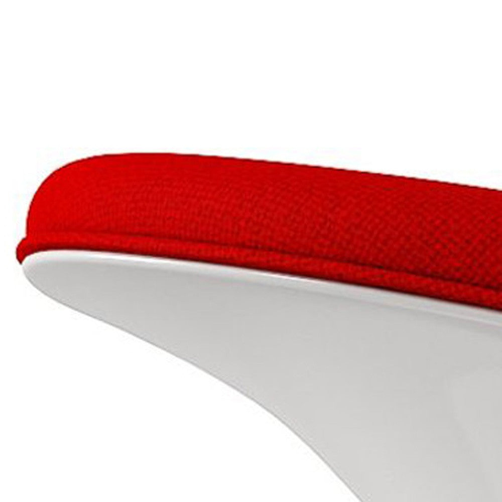 21" Red and White Wool And Fiberglass Contempo Footstool Ottoman