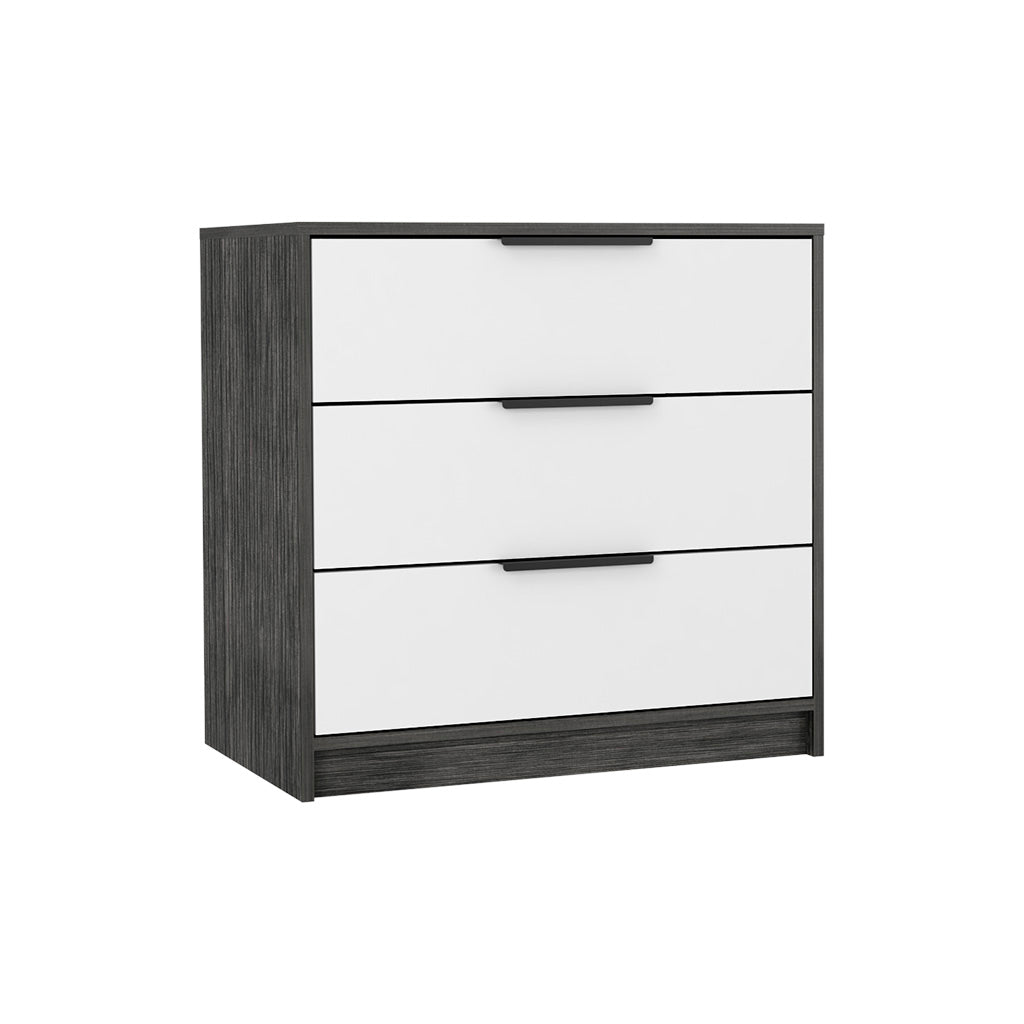 28" White and Gray Three Drawer Dresser