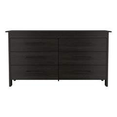 59" Black Six Drawer Double Dresser