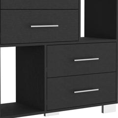 35" Black Four Drawer Dresser With Open Cubby Space