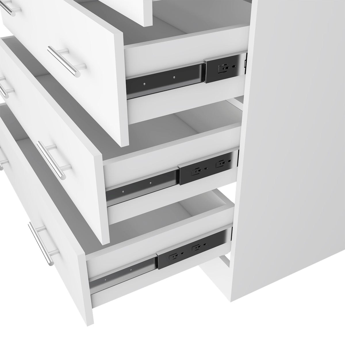 33" White Four Drawer Standard Chest With Open Shelf