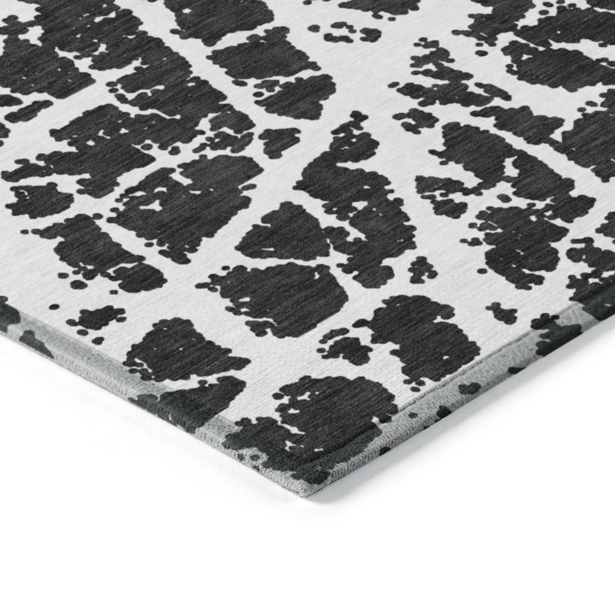 9' X 12' Black and White Abstract Washable Non Skid Indoor Outdoor Area Rug