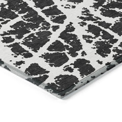 9' X 12' Black and White Abstract Washable Non Skid Indoor Outdoor Area Rug