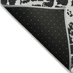 3' X 5' Black and White Abstract Washable Non Skid Indoor Outdoor Area Rug
