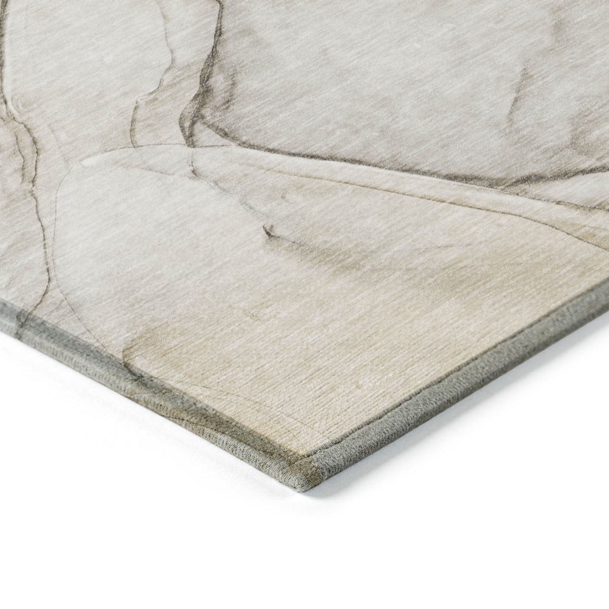2' X 3' Beige and Gray Abstract Washable Non Skid Indoor Outdoor Area Rug
