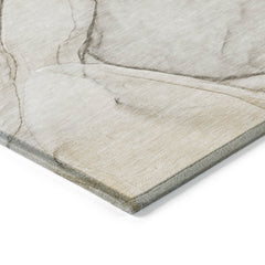 2' X 3' Beige and Gray Abstract Washable Non Skid Indoor Outdoor Area Rug