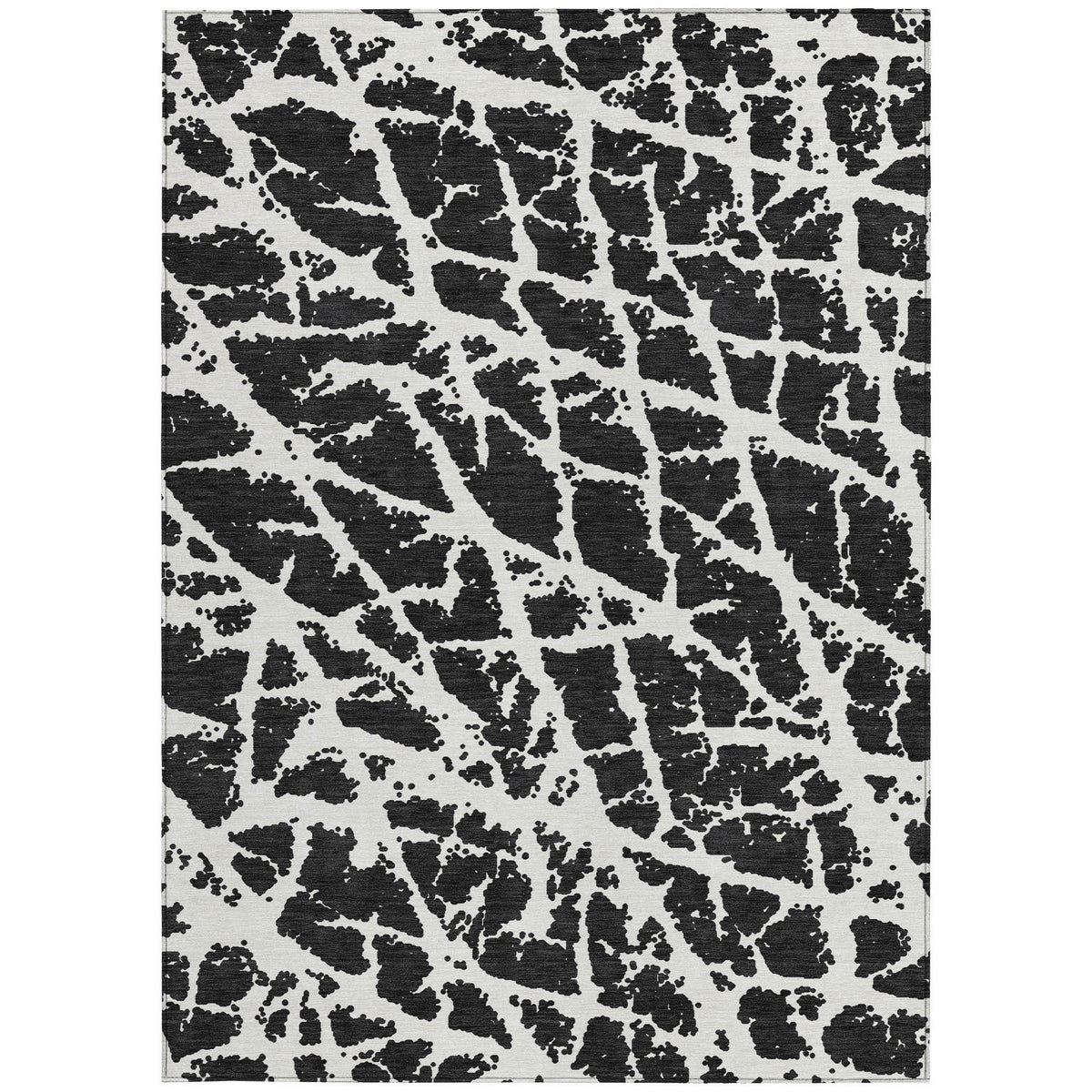 5' X 8' Black and White Abstract Washable Non Skid Indoor Outdoor Area Rug