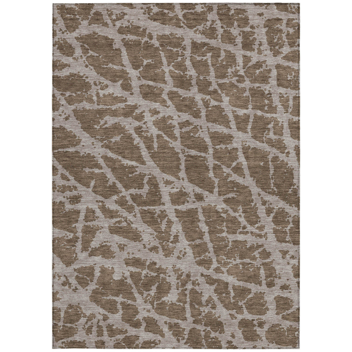 5' X 8' Brown Abstract Washable Non Skid Indoor Outdoor Area Rug