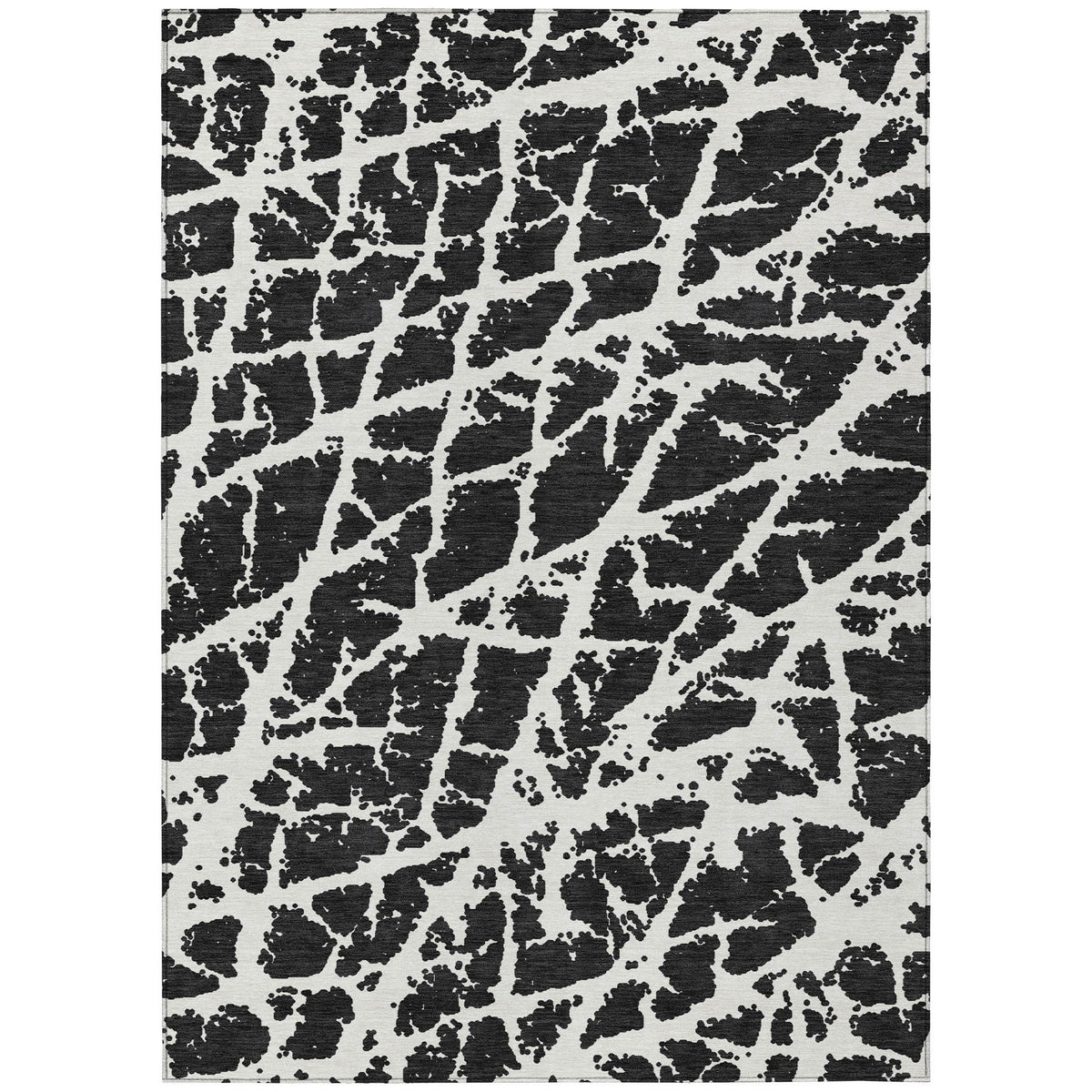 8' X 10' Black and White Abstract Washable Non Skid Indoor Outdoor Area Rug