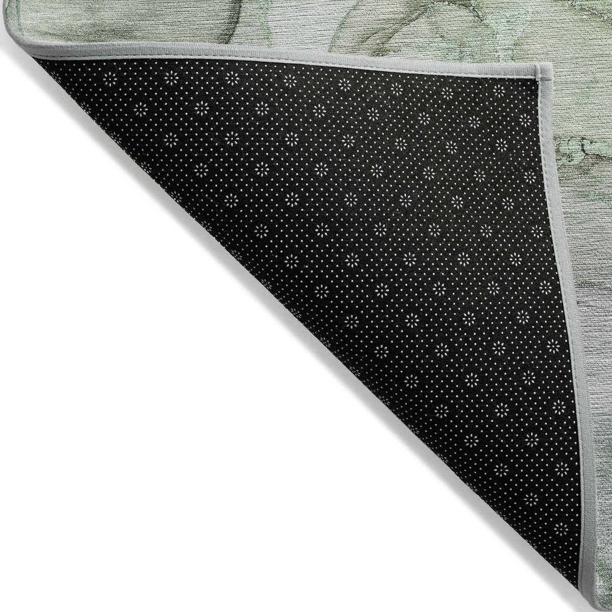 5' X 8' Green Abstract Washable Non Skid Indoor Outdoor Area Rug
