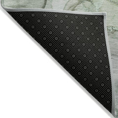 5' X 8' Green Abstract Washable Non Skid Indoor Outdoor Area Rug