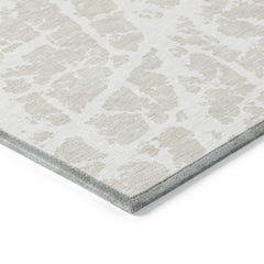8' Round Beige and Ivory Round Abstract Washable Non Skid Indoor Outdoor Area Rug