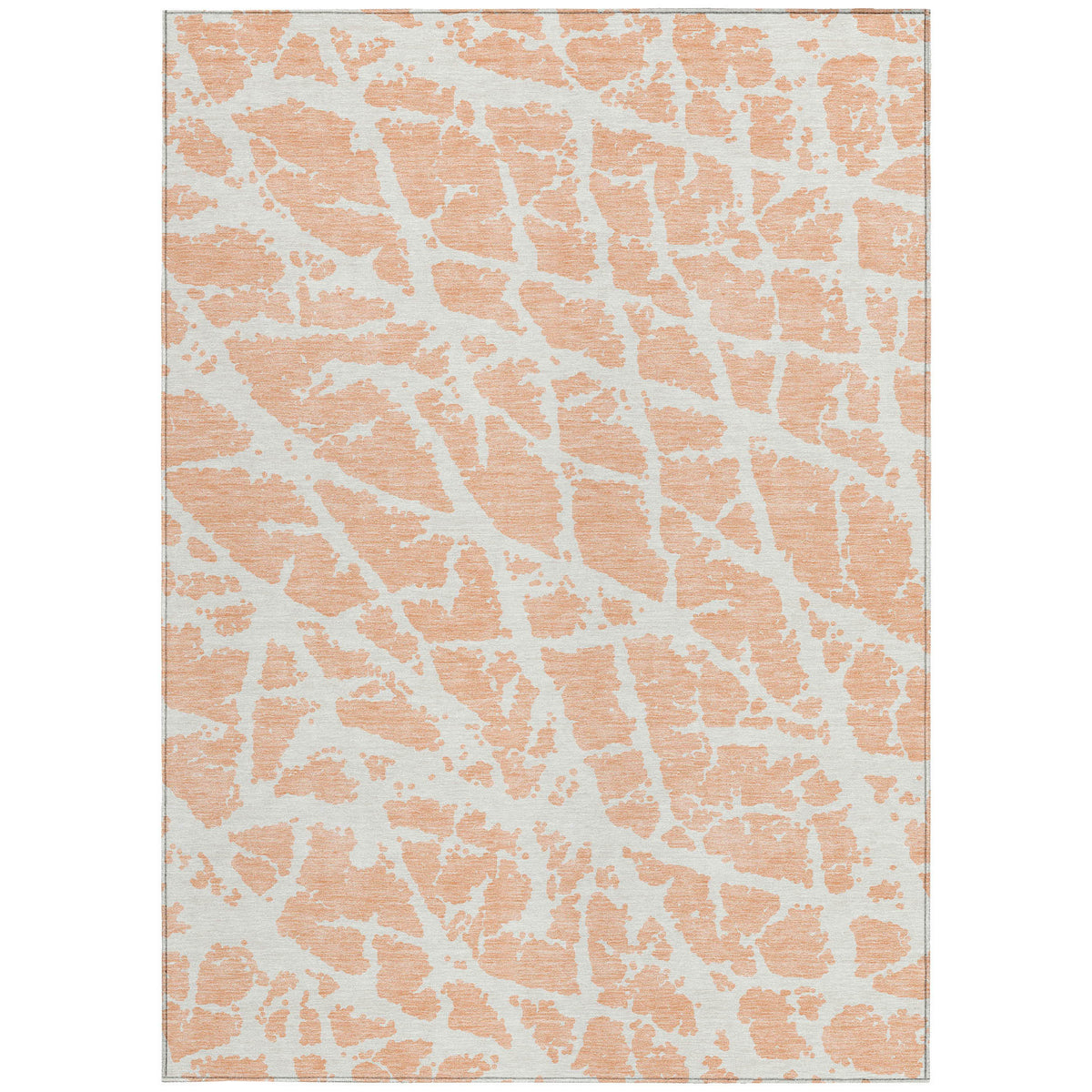 3' X 4' Peach and Ivory Abstract Washable Non Skid Indoor Outdoor Area Rug