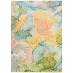 10' X 14' Blue Abstract Washable Non Skid Indoor Outdoor Area Rug