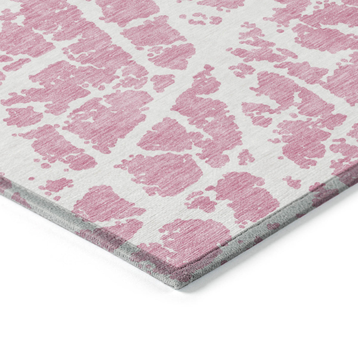 10' X 14' Pink and Ivory Abstract Washable Non Skid Indoor Outdoor Area Rug