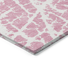 10' X 14' Pink and Ivory Abstract Washable Non Skid Indoor Outdoor Area Rug