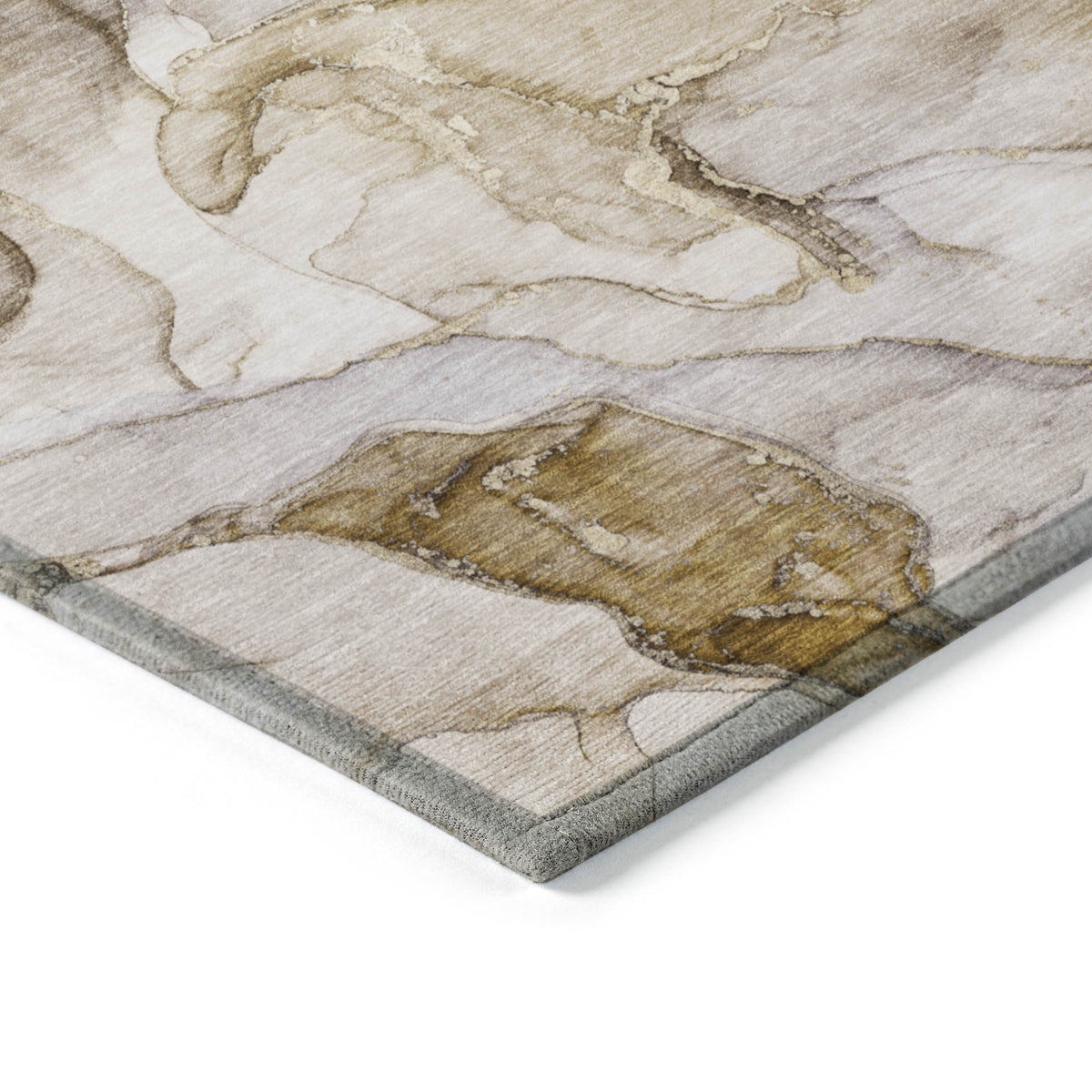 2' X 3' Taupe Abstract Washable Non Skid Indoor Outdoor Area Rug