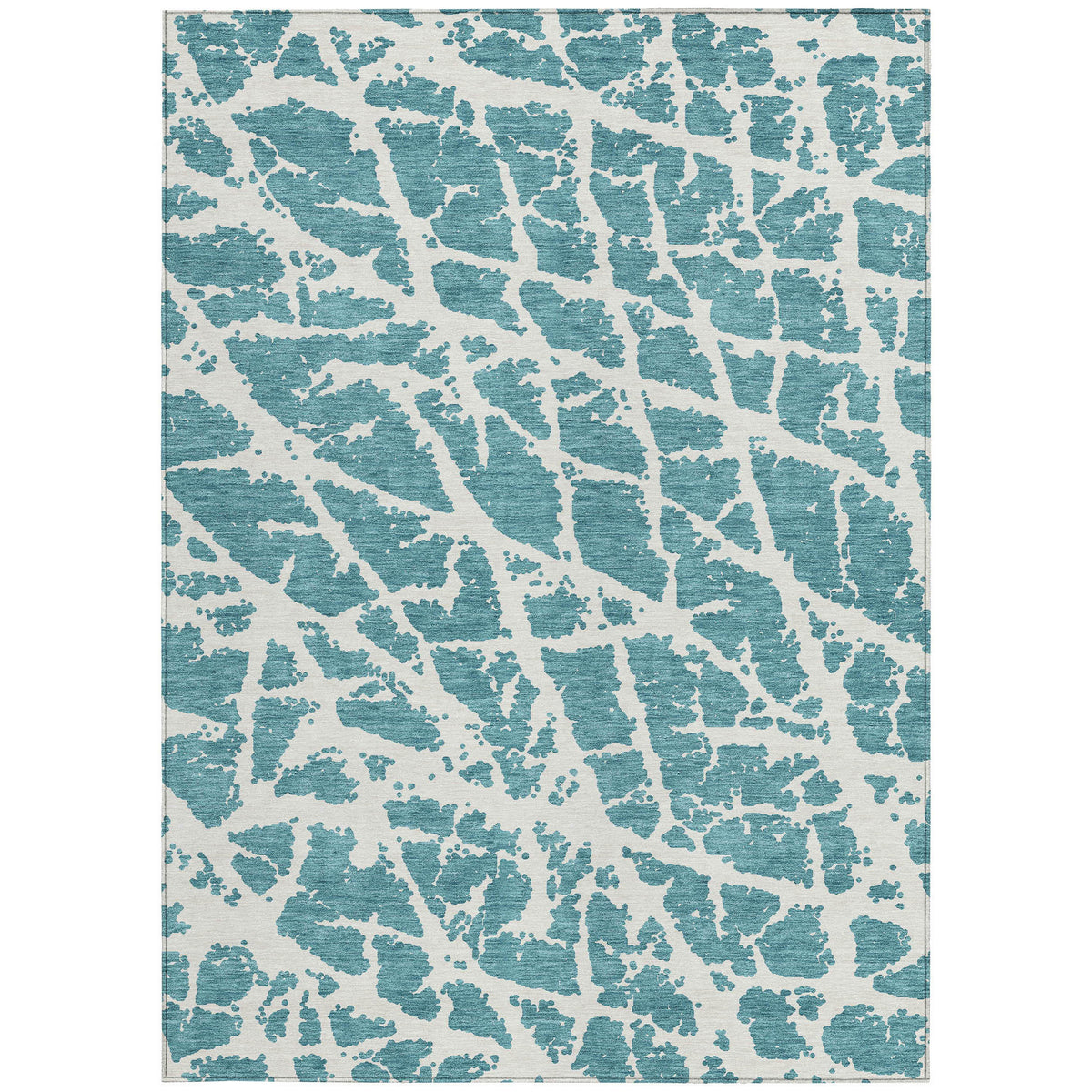 8' X 10' Teal Abstract Washable Non Skid Indoor Outdoor Area Rug