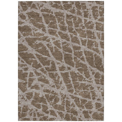 9' X 12' Brown Abstract Washable Non Skid Indoor Outdoor Area Rug