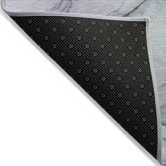 8' Runner Blue and Gray Abstract Washable Non Skid Indoor Outdoor Runner Rug
