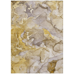 9' X 12' Taupe Abstract Washable Non Skid Indoor Outdoor Area Rug