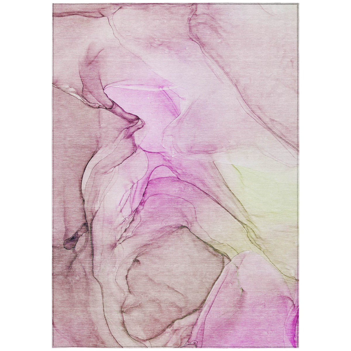 10' X 14' Pink Abstract Washable Non Skid Indoor Outdoor Area Rug