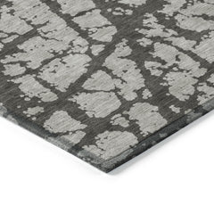 8' X 10' Gray and Black Abstract Washable Non Skid Indoor Outdoor Area Rug