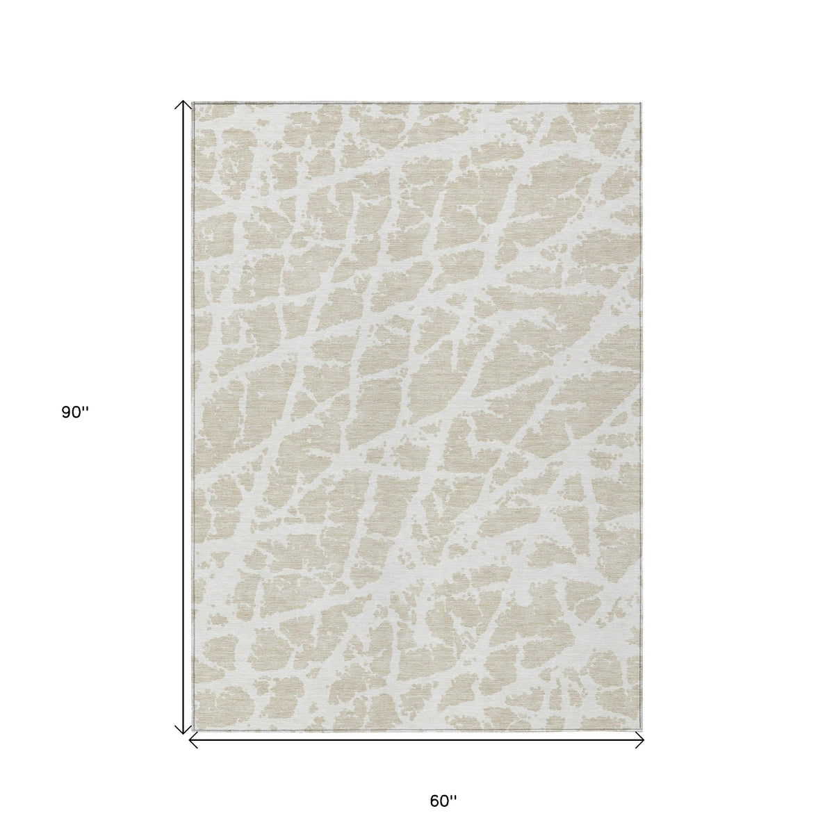 5' X 8' Beige and Ivory Abstract Washable Non Skid Indoor Outdoor Area Rug
