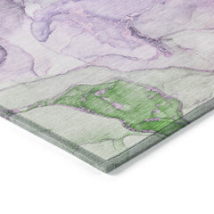 9' X 12' Purple Abstract Washable Non Skid Indoor Outdoor Area Rug