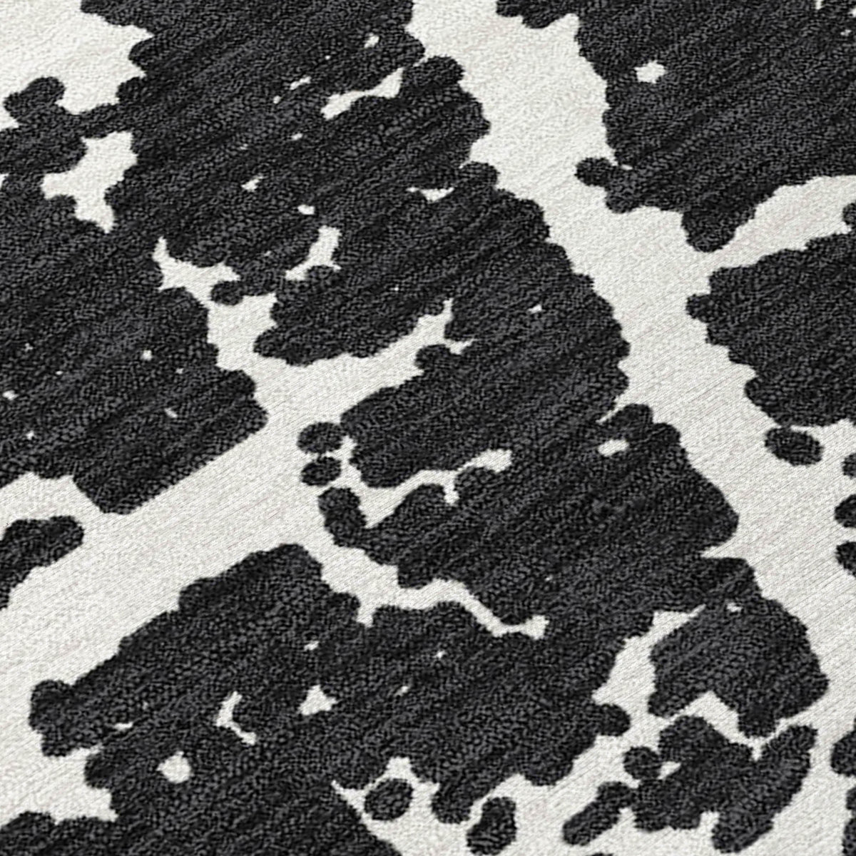 10' X 14' Black and White Abstract Washable Non Skid Indoor Outdoor Area Rug