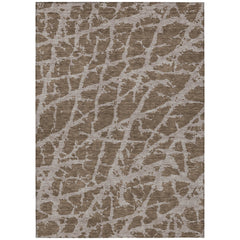8' X 10' Brown Abstract Washable Non Skid Indoor Outdoor Area Rug