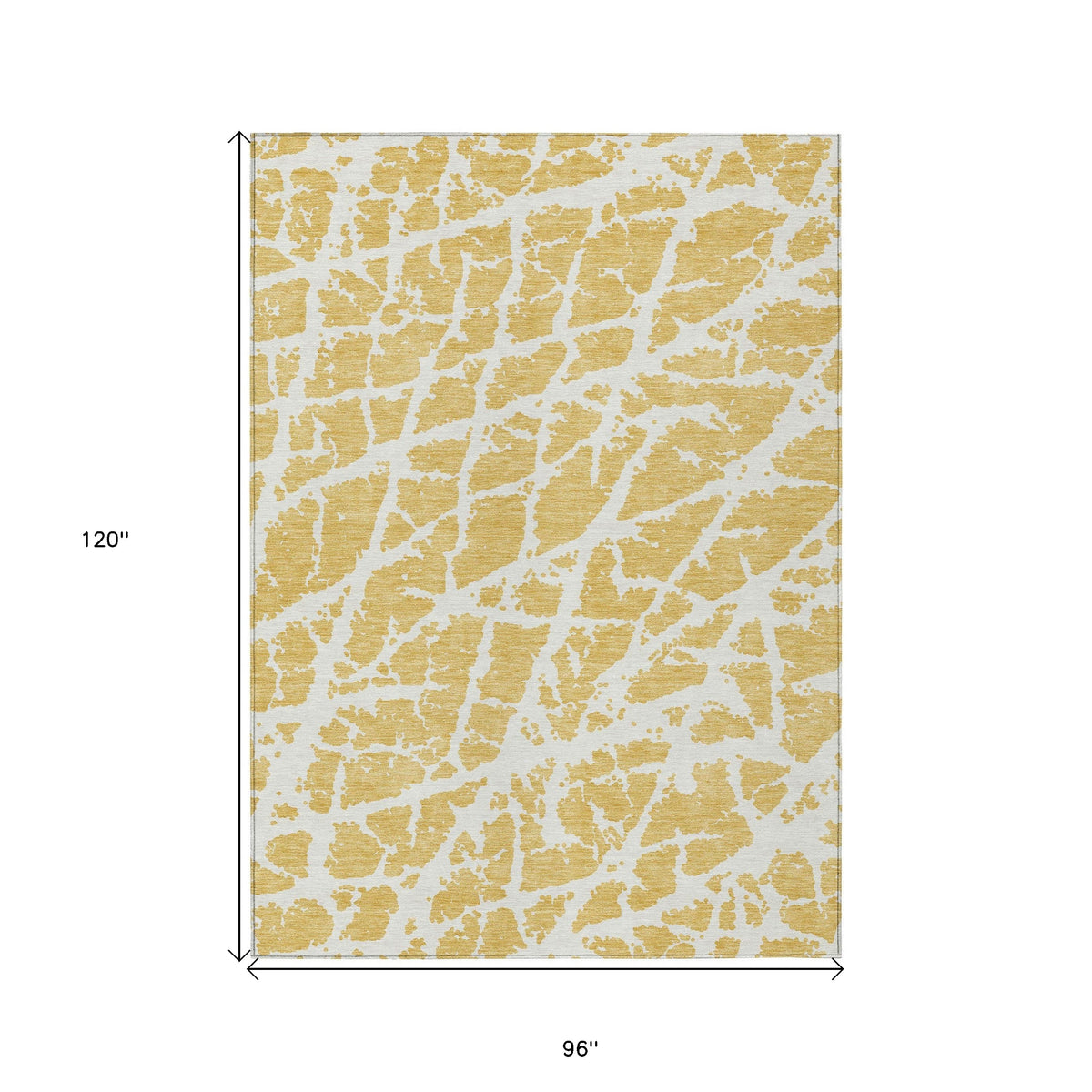 8' X 10' Gold and White Abstract Washable Non Skid Indoor Outdoor Area Rug