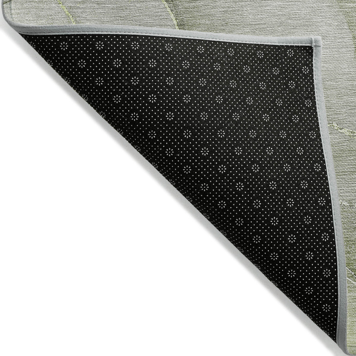 8' Round Olive Green Round Abstract Washable Non Skid Indoor Outdoor Area Rug