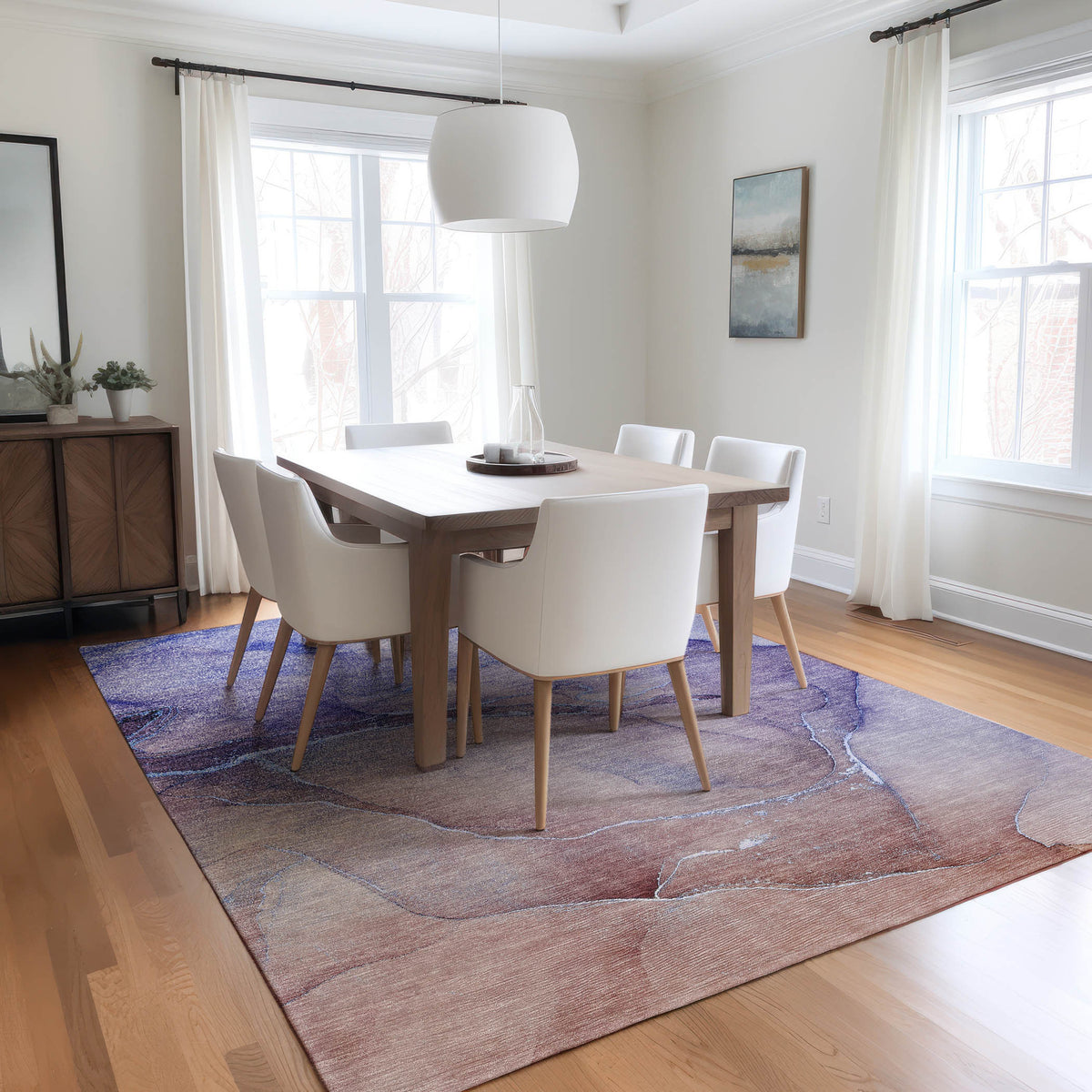 10' X 14' Blue and Brown Abstract Washable Non Skid Indoor Outdoor Area Rug