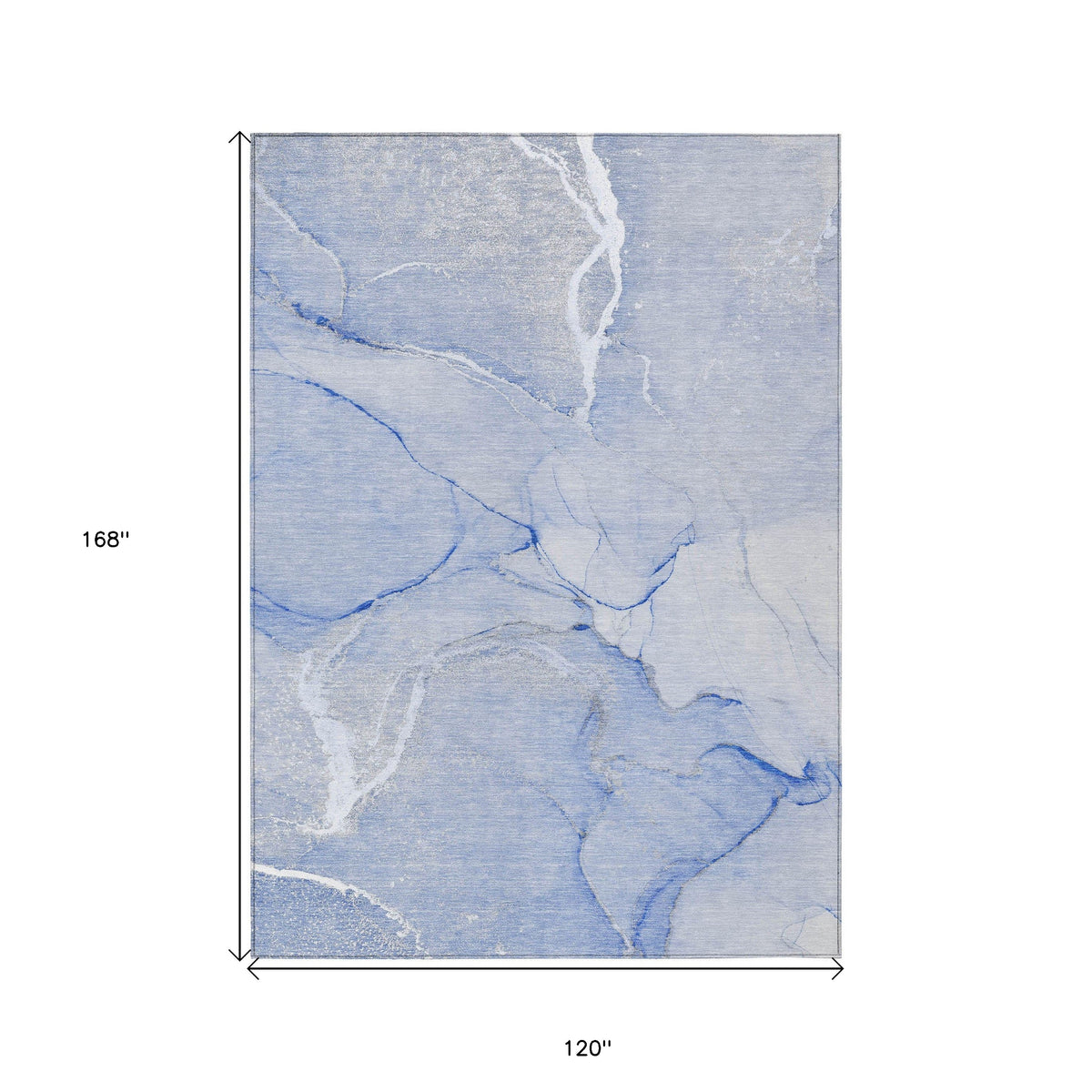 10' X 14' Blue Abstract Washable Non Skid Indoor Outdoor Area Rug