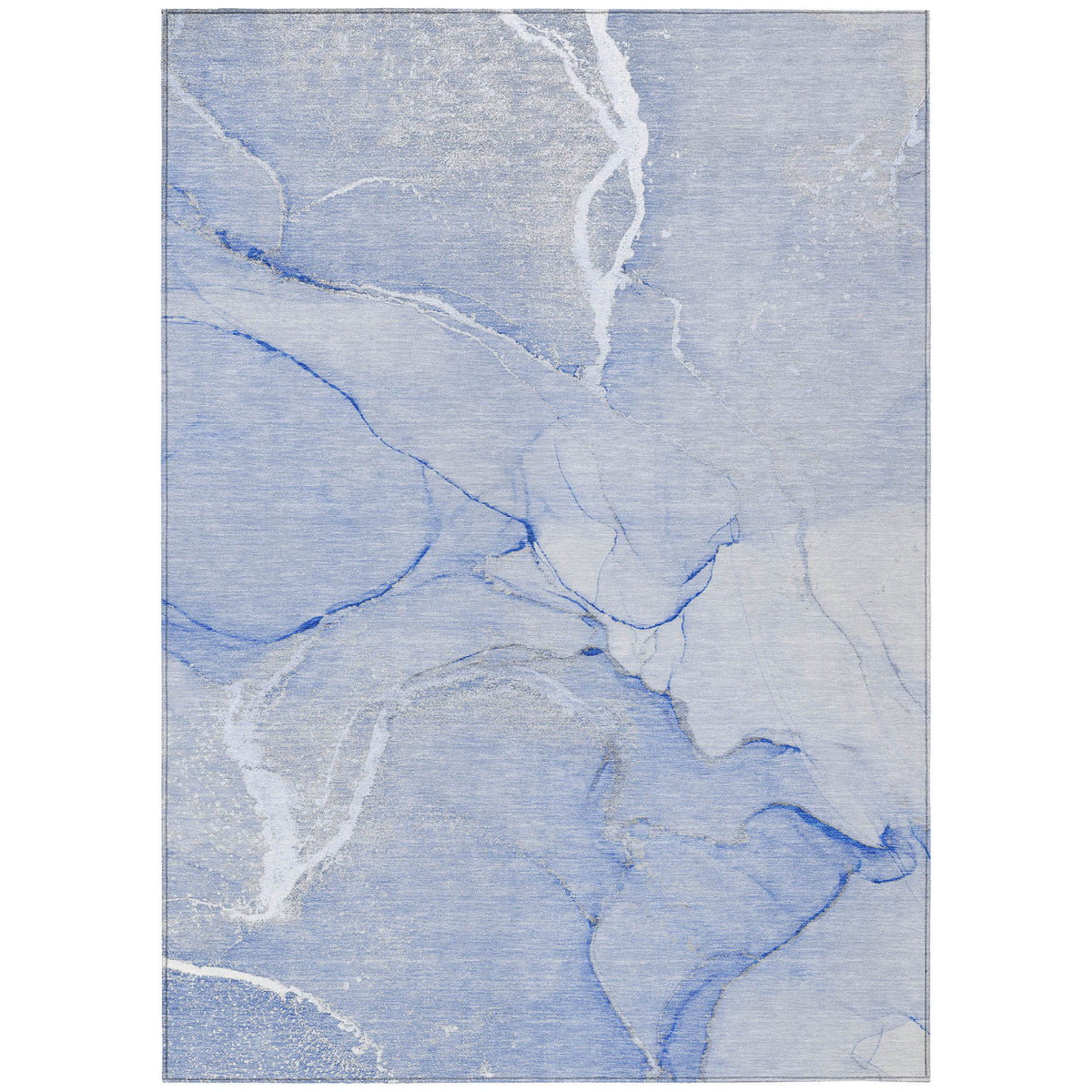 9' X 12' Blue Abstract Washable Non Skid Indoor Outdoor Area Rug