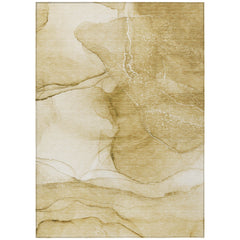 10' X 14' Beige Abstract Washable Non Skid Indoor Outdoor Area Rug