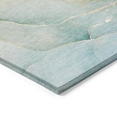 2' X 3' Green Abstract Washable Non Skid Indoor Outdoor Area Rug