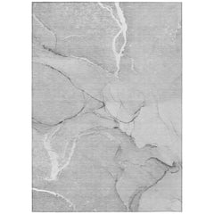 3' X 4' Gray Abstract Washable Non Skid Indoor Outdoor Area Rug