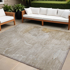 10' X 14' Beige Abstract Washable Non Skid Indoor Outdoor Area Rug