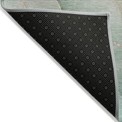 2' X 3' Teal Abstract Washable Non Skid Indoor Outdoor Area Rug