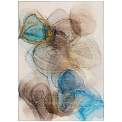 10' X 14' Beige Abstract Washable Non Skid Indoor Outdoor Area Rug