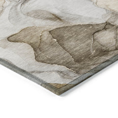 10' X 14' Brown Abstract Washable Non Skid Indoor Outdoor Area Rug