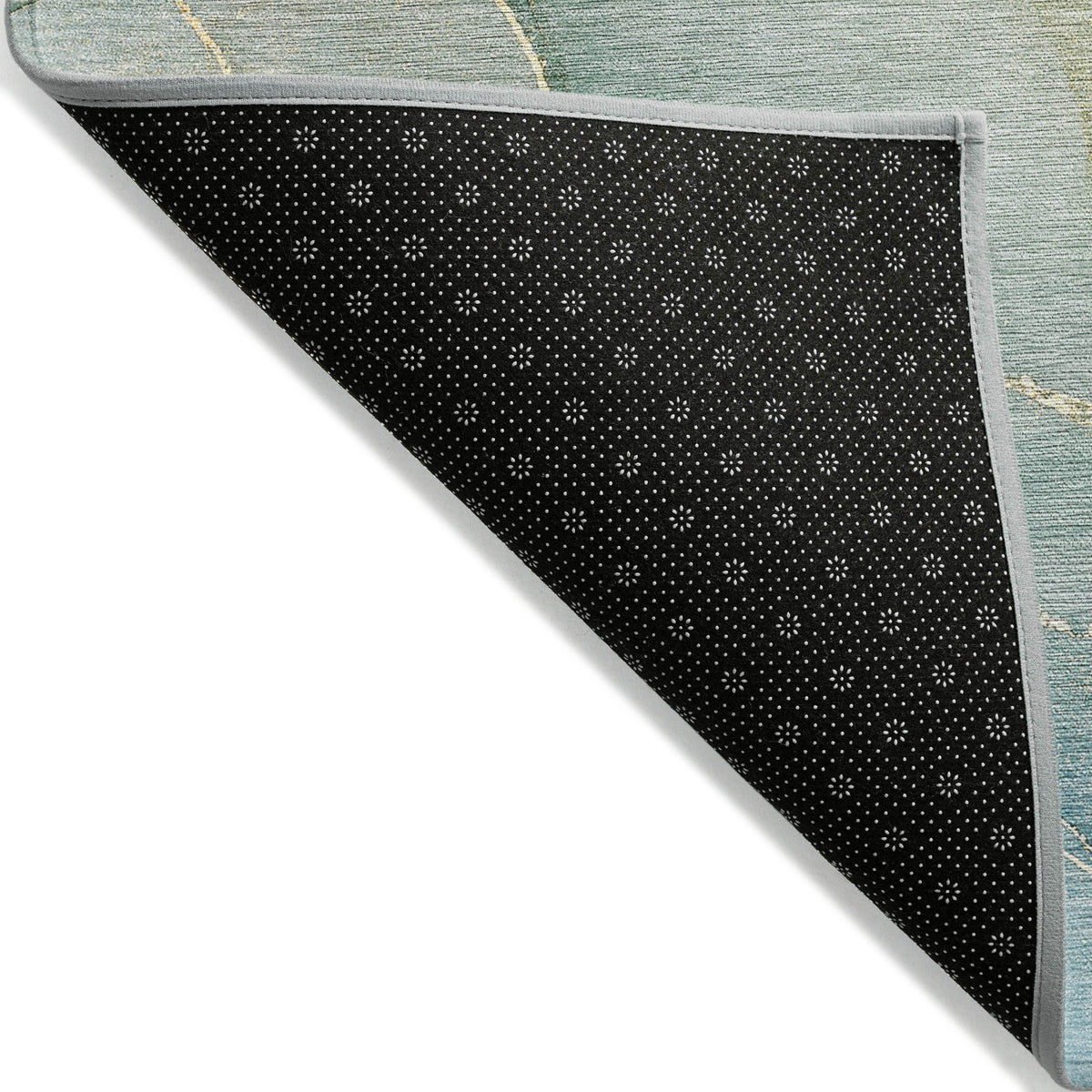 5' X 8' Green Abstract Washable Non Skid Indoor Outdoor Area Rug