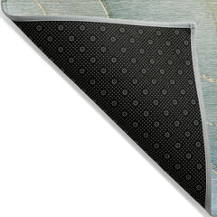 5' X 8' Green Abstract Washable Non Skid Indoor Outdoor Area Rug