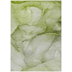 9' X 12' Olive Green Abstract Washable Non Skid Indoor Outdoor Area Rug